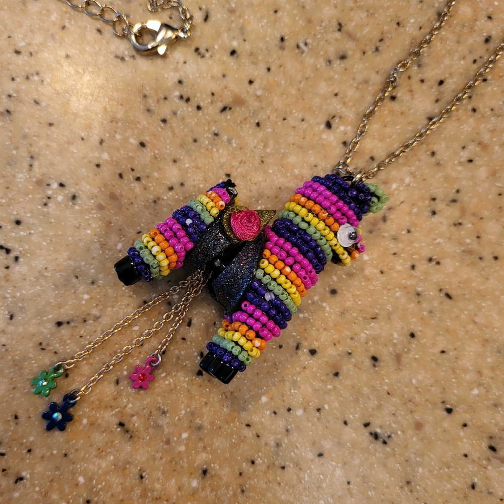 NWT Betsey Johnson Piniata Beaded Necklace Opens with Chain and Charms